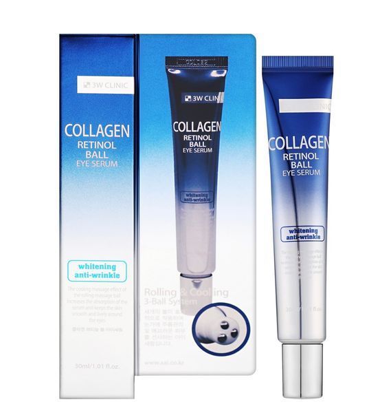 3W Clinic Крем для шкіри навколо очей 3W Cliniс Collagen Retinol Eye Ball Serum 30ml 00689 фото