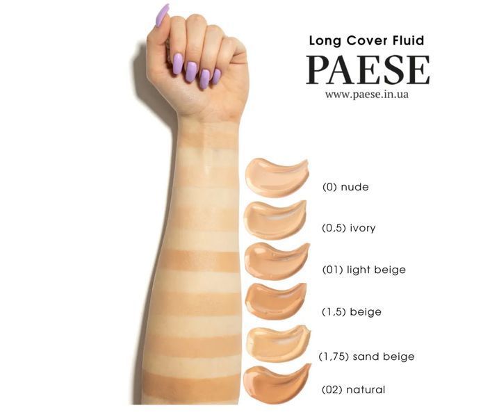 Paese Long Cover Fluid тональний крем вирівнюючий для сухої шкір 30ml 01 Light Beige 00024 фото