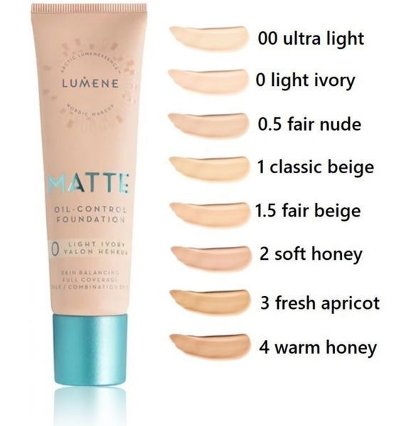 Lumene Матувальна тональна основа Matte Oil-control Foundation SPF 20, 0 Light Ivory 00096 фото