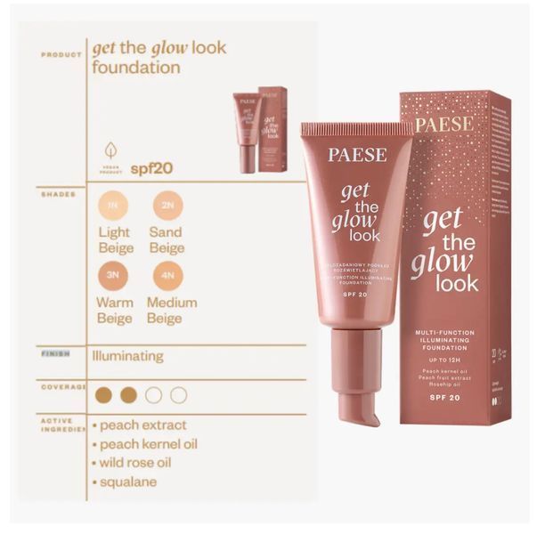 Paese ональний крем Мультифункціональний SPF 20 Illuminating Foundation Get the Glow Look 30ml 1N 00025 фото